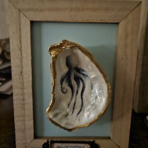 Framed Octopus Art on Oyster Shell